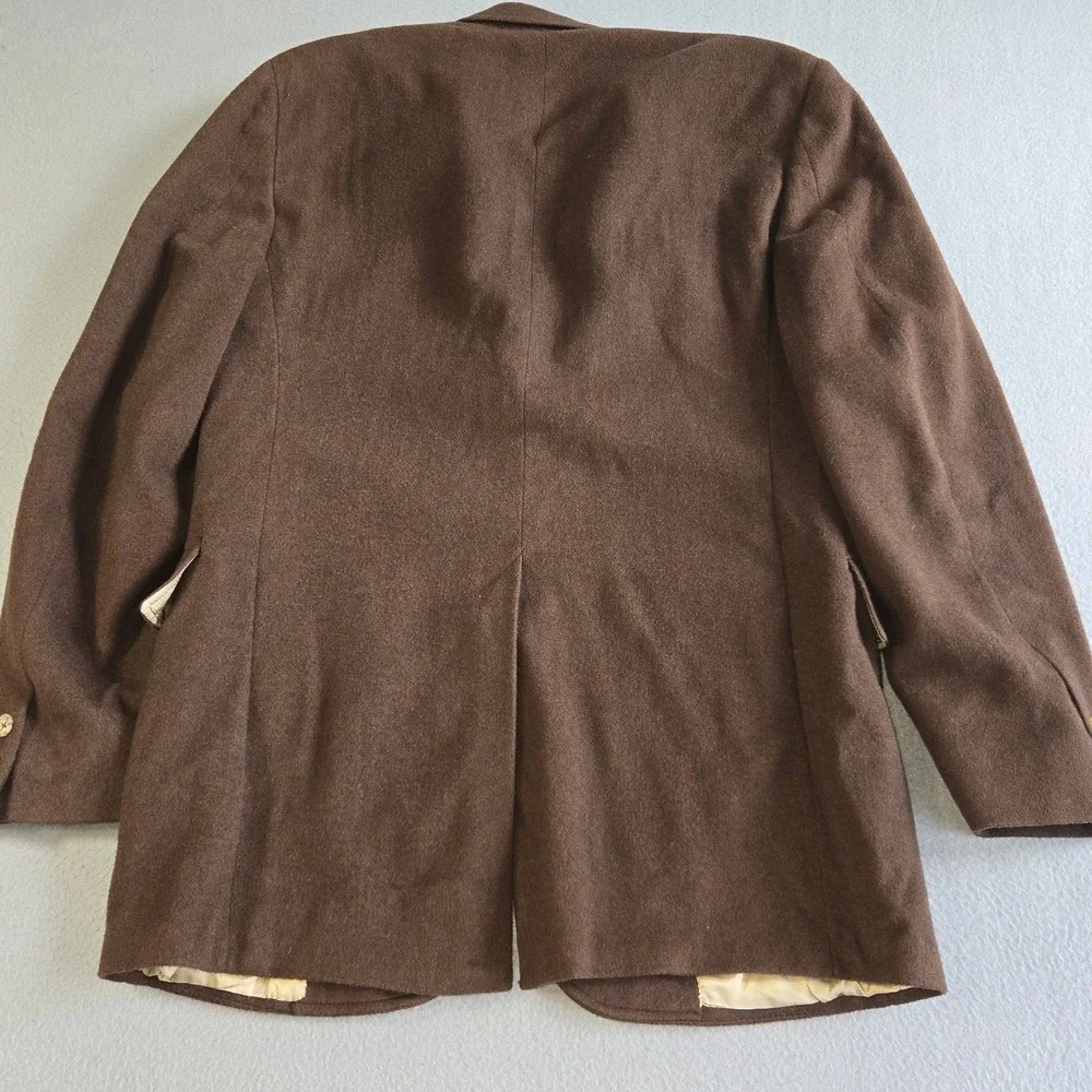 Linett Ltd 100% Cashmere Blazer Mens 42 Brown Vintage 3 Button Sport Coat Jacket